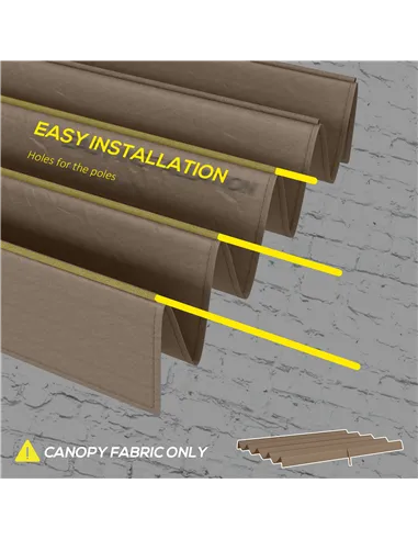 Outsunny Pergola Roof, Retractable Sun Shade Cover for 2.85 x 2m Pergola, UV30+ Protected, Coffee