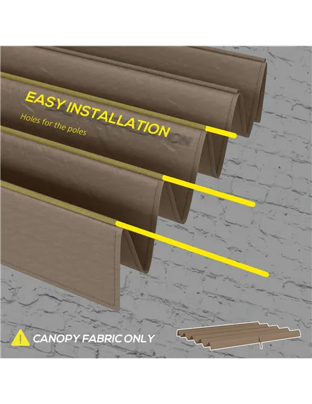 Outsunny Pergola Roof, Retractable Sun Shade Cover for 2.85 x 2m Pergola, UV30+ Protected, Coffee