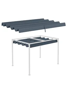 Outsunny Pergola Roof, Retractable Sun Shade Cover for 2.85 x 2m Pergola, UV30+ Protected, Dark Grey