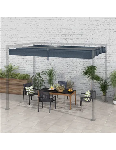 Outsunny Pergola Roof, Retractable Sun Shade Cover for 2.85 x 2m Pergola, UV30+ Protected, Dark Grey
