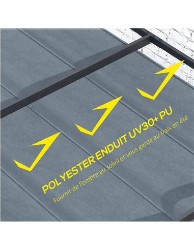 Outsunny Pergola Roof, Retractable Sun Shade Cover for 2.85 x 2m Pergola, UV30+ Protected, Dark Grey