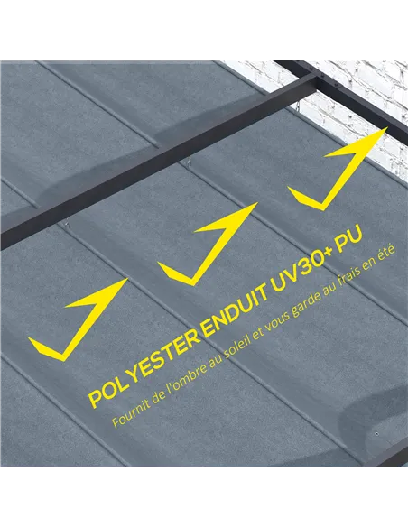 Outsunny Pergola Roof, Retractable Sun Shade Cover for 2.85 x 2m Pergola, UV30+ Protected, Dark Grey