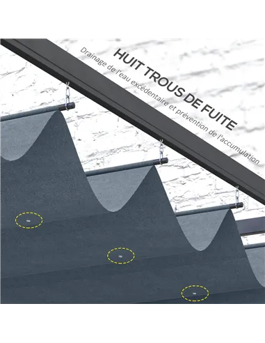 Outsunny Pergola Roof, Retractable Sun Shade Cover for 2.85 x 2m Pergola, UV30+ Protected, Dark Grey