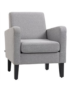 HOMCOM Linen-Look Boxy Armchair - Light Grey