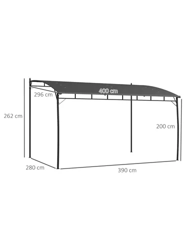 Outsunny 3 x 4m Metal Frame Pergola - Grey