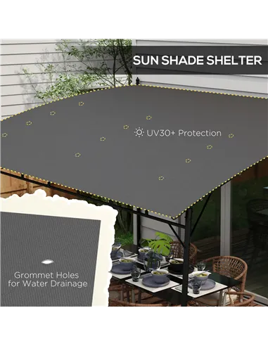 Outsunny 3 x 4m Metal Frame Pergola - Grey