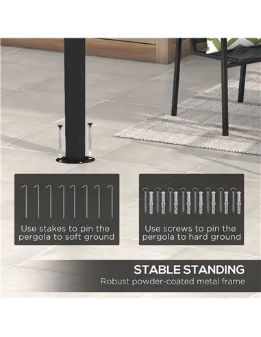 Outsunny 3 x 4m Metal Frame Pergola - Grey