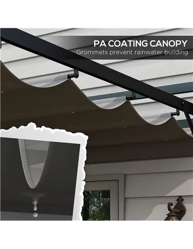 Outsunny 3 x 3(m) Retractable Pergola, Garden Gazebo Shelter with Aluminium Frame, for Grill, Patio, Deck, Dark Grey