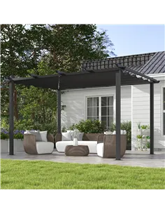 Outsunny 3 x 4m Aluminium Pergola, with Retractable Roof - Dark Grey 2