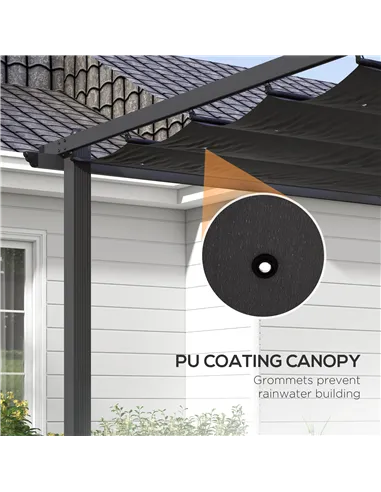 Outsunny 3 x 4m Aluminium Pergola, with Retractable Roof - Dark Grey