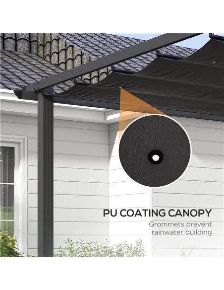 Outsunny 3 x 4m Aluminium Pergola, with Retractable Roof - Dark Grey