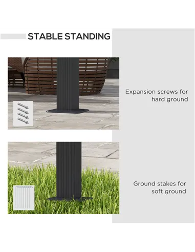 Outsunny 3 x 4m Aluminium Pergola, with Retractable Roof - Dark Grey