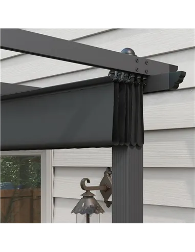 Outsunny 3 x 4m Aluminium Pergola, with Retractable Roof - Dark Grey