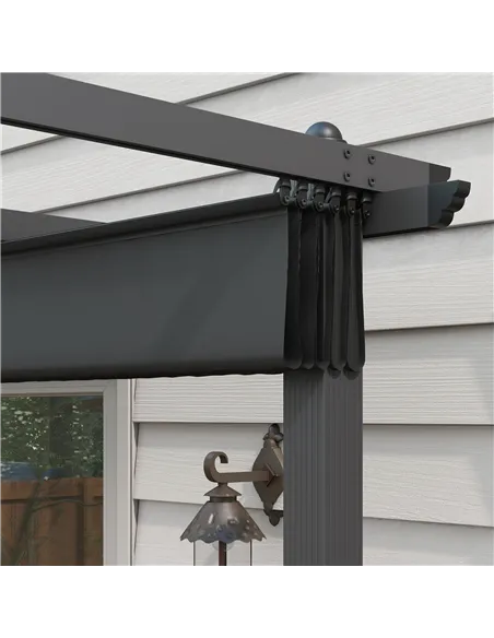 Outsunny 3 x 4m Aluminium Pergola, with Retractable Roof - Dark Grey