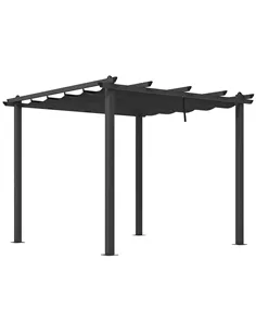 Outsunny 3 x 3m Aluminium Pergola, with Retractable Roof - Dark Grey