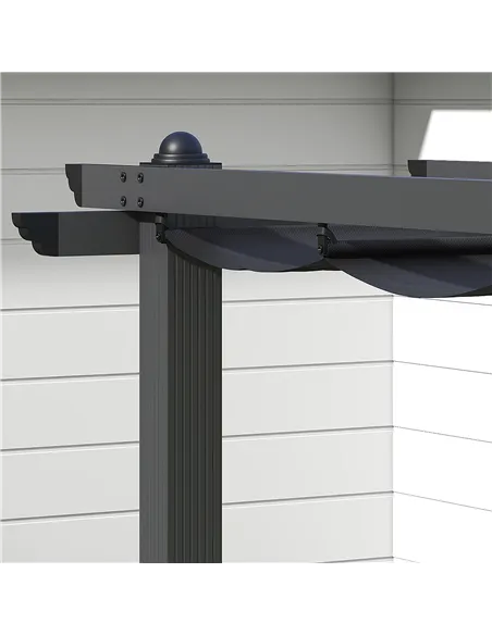 Outsunny 3 x 3m Aluminium Pergola, with Retractable Roof - Dark Grey
