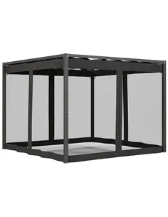 Outsunny 3 x 3m Aluminium Frame Pergola, with Retractable Roof - Dark Grey