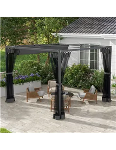 Outsunny 3 x 3m Aluminium Frame Pergola, with Retractable Roof - Dark Grey 2