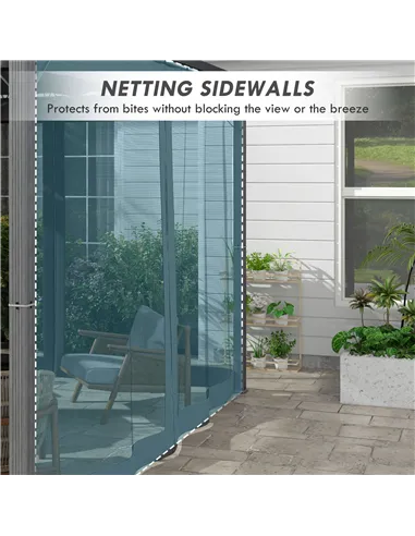 Outsunny 3 x 3m Aluminium Frame Pergola, with Retractable Roof - Dark Grey