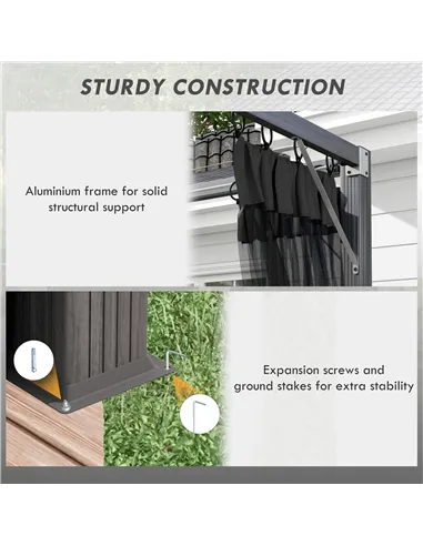 Outsunny 3 x 3m Aluminium Frame Pergola, with Retractable Roof - Dark Grey