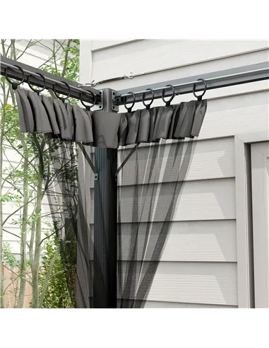 Outsunny 3 x 3m Aluminium Frame Pergola, with Retractable Roof - Dark Grey