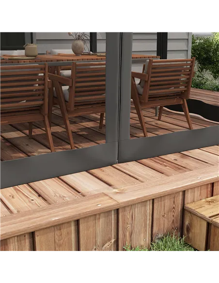 Outsunny 3 x 3m Aluminium Frame Pergola, with Retractable Roof - Dark Grey