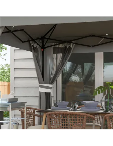 Outsunny 3 x 3(m) Pop Up Gazebo Party Tent with Solar-Powered LED Lights, Adjustable Event Shelter with Netting, Grey