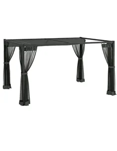 Outsunny 3 x 4m Aluminium Frame Pergola, with Retractable Roof - Dark Grey