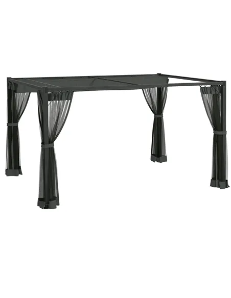 Outsunny 3 x 4m Aluminium Frame Pergola, with Retractable Roof - Dark Grey