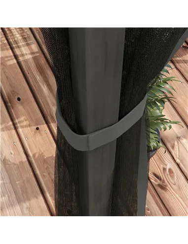 Outsunny 3 x 4m Aluminium Frame Pergola, with Retractable Roof - Dark Grey