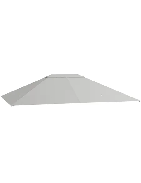 Outsunny 3 x 4m Gazebo Canopy Replacement Cover, Gazebo Roof Replacement (TOP COVER ONLY), Light Grey