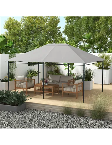 Outsunny 3 x 4m Gazebo Canopy Replacement Cover, Gazebo Roof Replacement (TOP COVER ONLY), Light Grey