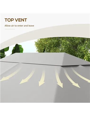 Outsunny 3 x 4m Gazebo Canopy Replacement Cover, Gazebo Roof Replacement (TOP COVER ONLY), Light Grey