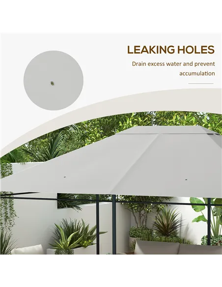 Outsunny 3 x 4m Gazebo Canopy Replacement Cover, Gazebo Roof Replacement (TOP COVER ONLY), Light Grey