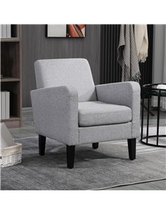 HOMCOM Linen-Look Boxy Armchair - Light Grey 2