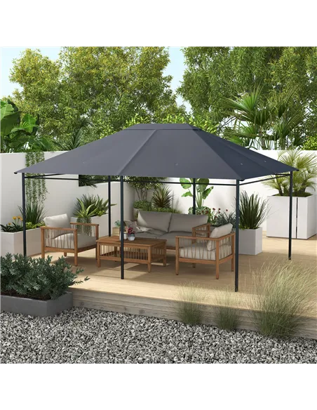 Outsunny 3 x 4m Gazebo Canopy Replacement Cover, Gazebo Roof Replacement (TOP COVER ONLY), Dark Grey