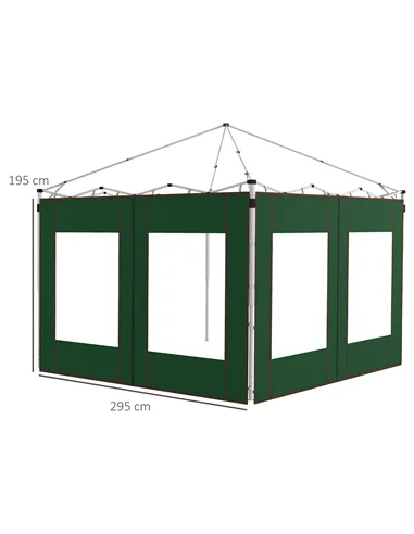 Outsunny Set of Two 295cm Replacement Canopy Walls - Green
