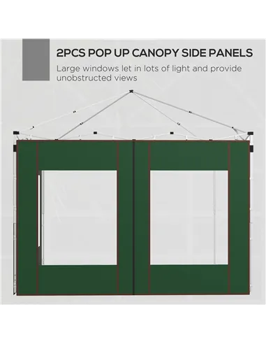 Outsunny Set of Two 295cm Replacement Canopy Walls - Green