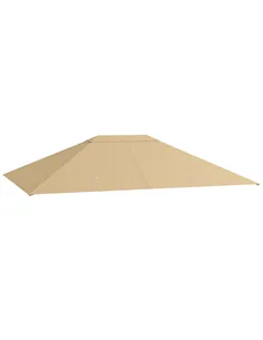 Outsunny 3 x 4m Gazebo Canopy Replacement Cover, Gazebo Roof Replacement (TOP COVER ONLY), Khaki