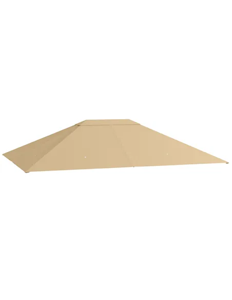 Outsunny 3 x 4m Gazebo Canopy Replacement Cover, Gazebo Roof Replacement (TOP COVER ONLY), Khaki