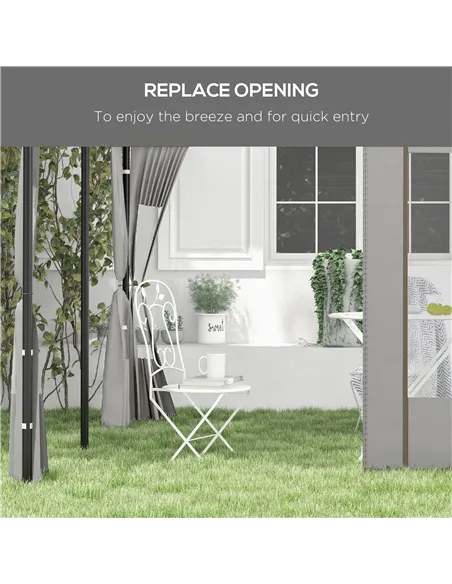 Outsunny Set of Two 295cm Replacement Canopy Walls - Grey