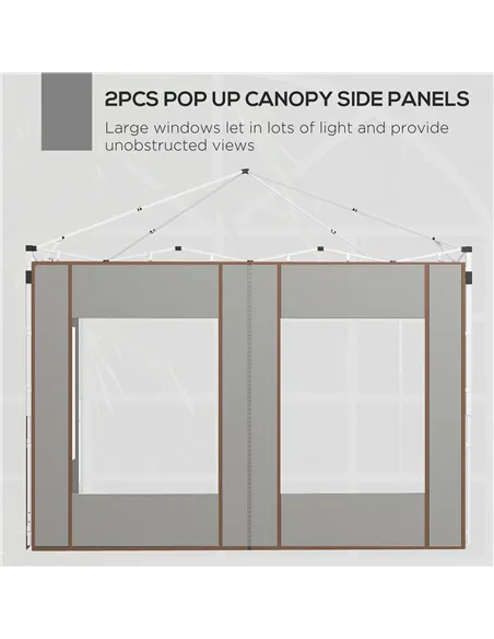 Outsunny Set of Two 295cm Replacement Canopy Walls - Grey