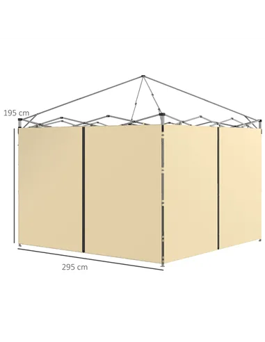 Outsunny Set of Two 3 x 3(m) Replacement Zipped Gazebo Walls - Beige