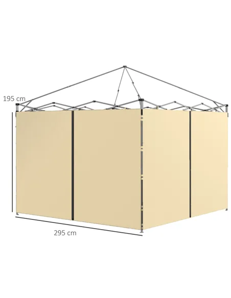 Outsunny Set of Two 3 x 3(m) Replacement Zipped Gazebo Walls - Beige