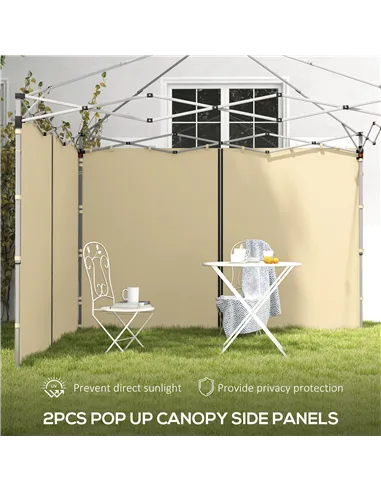 Outsunny Set of Two 3 x 3(m) Replacement Zipped Gazebo Walls - Beige