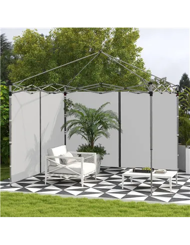 Outsunny Set of Two 3 x 3(m) Replacement Zipped Gazebo Walls - Grey