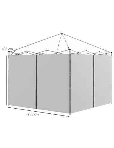 Outsunny Set of Two 3 x 3(m) Replacement Zipped Gazebo Walls - Grey