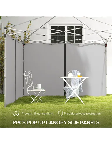 Outsunny Set of Two 3 x 3(m) Replacement Zipped Gazebo Walls - Grey