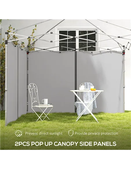 Outsunny Set of Two 3 x 3(m) Replacement Zipped Gazebo Walls - Grey