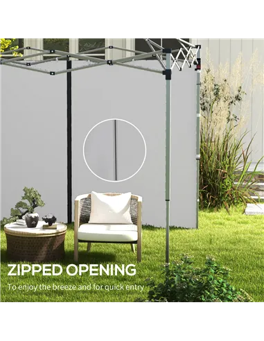 Outsunny Set of Two 3 x 3(m) Replacement Zipped Gazebo Walls - Grey